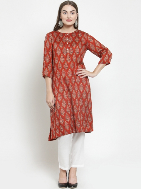 

WESTCLO Women Red Printed Straight Kurti