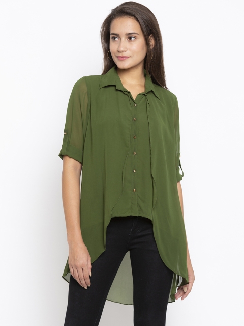 

Iti Women Green Solid Shirt Style Top