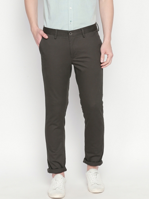 

Basics Men Olive Green Tapered Fit Solid Regular Trousers