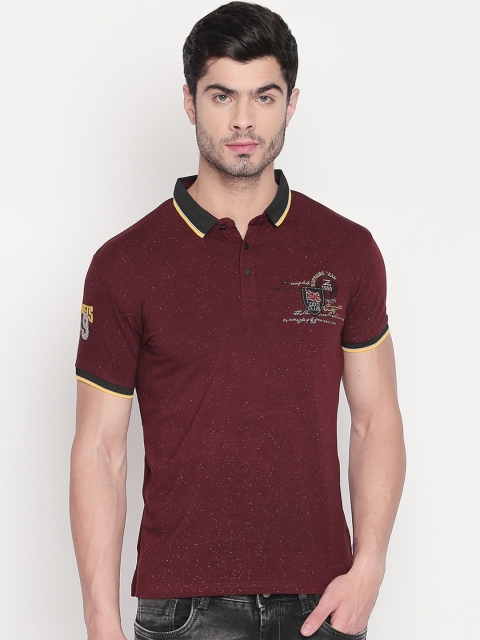 

ZIDO Men Maroon Printed Polo Collar T-shirt