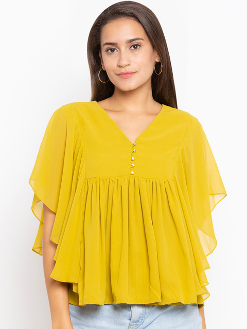 

Iti Women Yellow Solid A-Line Top