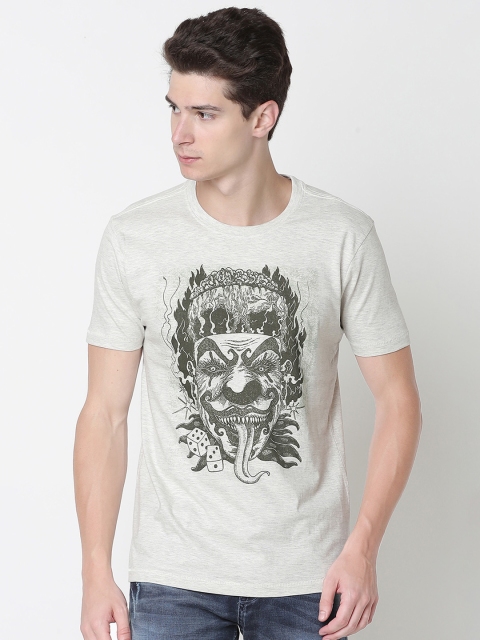 

Newport Men Grey Printed Round Neck T-shirt