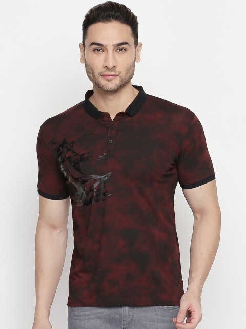 

ZIDO Men Maroon & Black Dyed Polo Collar T-shirt
