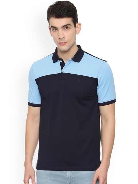 

Allen Solly Men Navy Blue Colourblocked Polo Collar T-shirt
