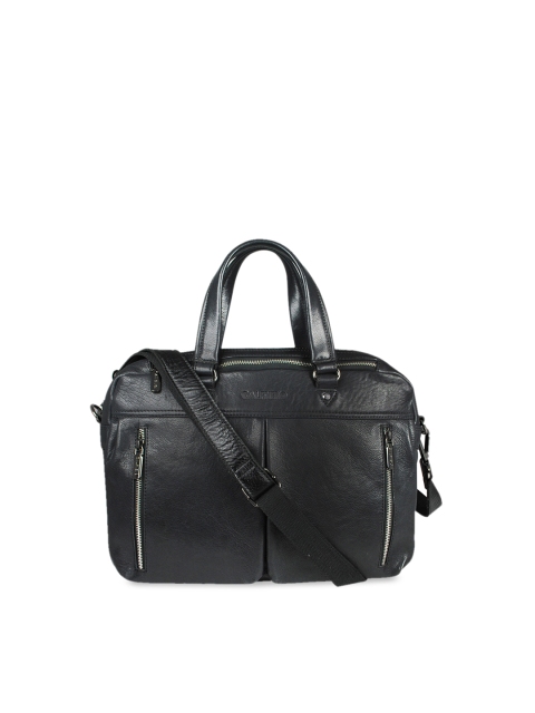 

CALFNERO Men Black Solid Leather Laptop Bag