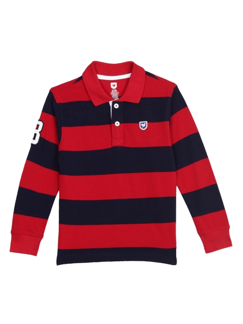 

612 league Boys Red Striped Polo Collar T-shirt