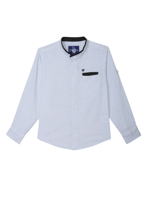 

612 league Boys White & Blue Regular Fit Printed Casual Shirt