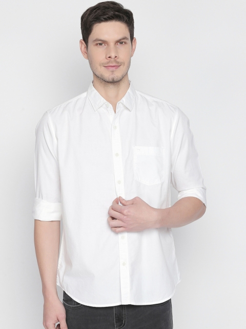 

Basics Men White Slim Fit Solid Casual Shirt