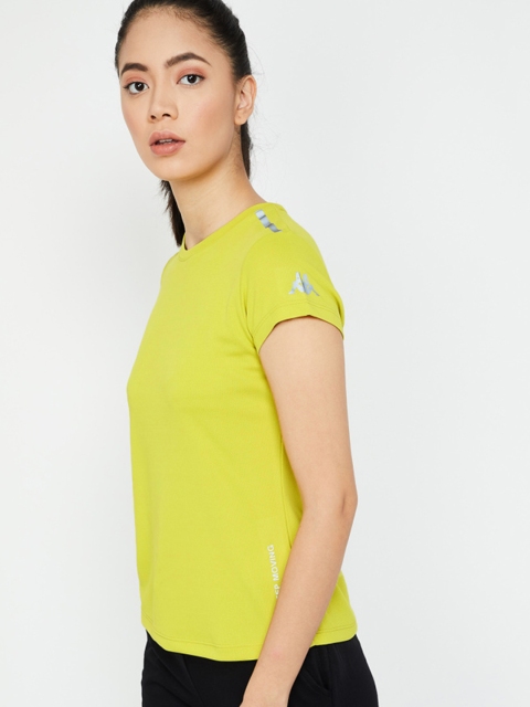 

Kappa Women Yellow Solid Round Neck T-shirt