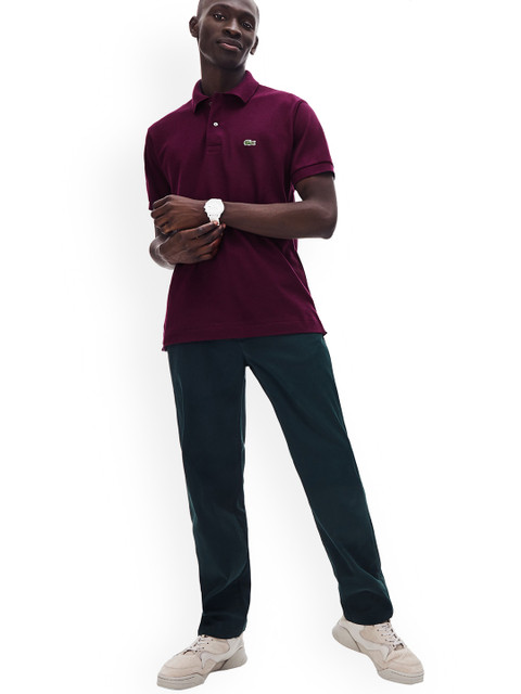 

Lacoste Men Maroon Solid Polo Collar T-shirt