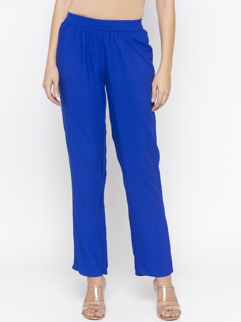 

Globus Women Blue Regular Fit Solid Regular Trousers