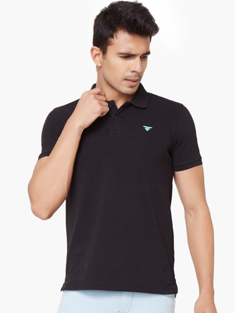 

Fame Forever by Lifestyle Men Black Solid Polo Collar T-shirt