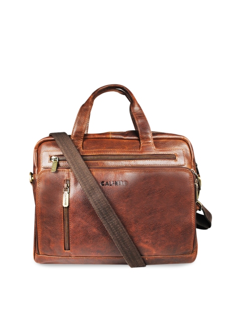 

CALFNERO Men Brown Solid Genuine Leather Laptop Bag