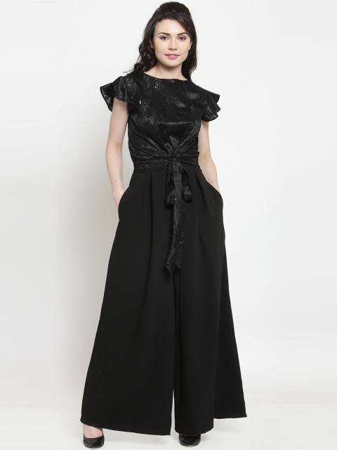 

Just Wow Women Black Self-Design Basic Jumpsuit