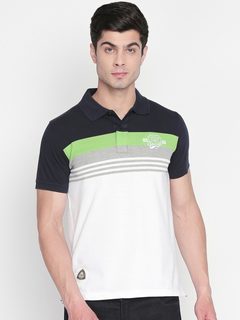 ZIDO Men Multicoloured Striped Polo Collar T-shirt, Multi