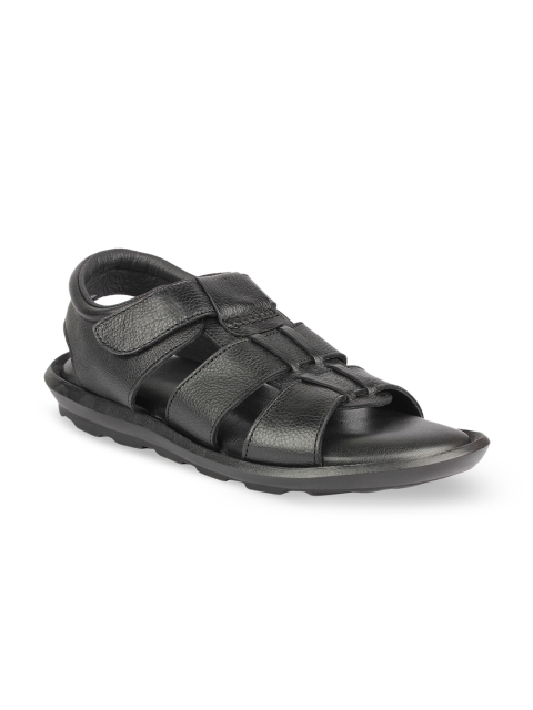 

Egoss Men Black Leather Comfort Sandals