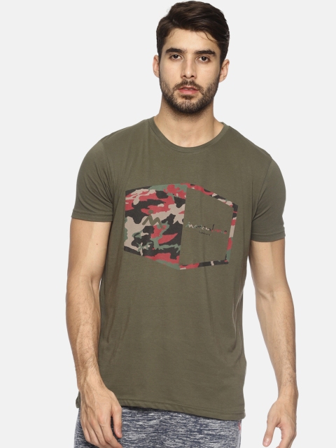 

Masculino Latino Men Green Printed Round Neck T-shirt