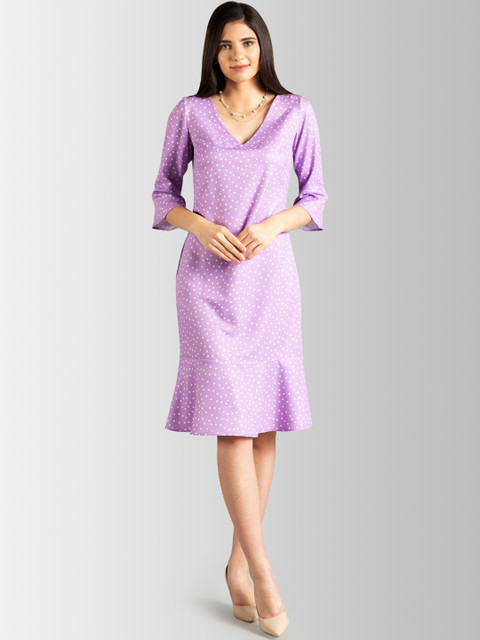 

FableStreet Women Lavender Printed A-Line Dress
