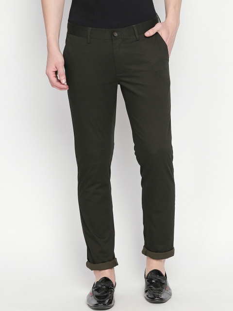 

Basics Men Olive Green Tapered Fit Solid Regular Trousers