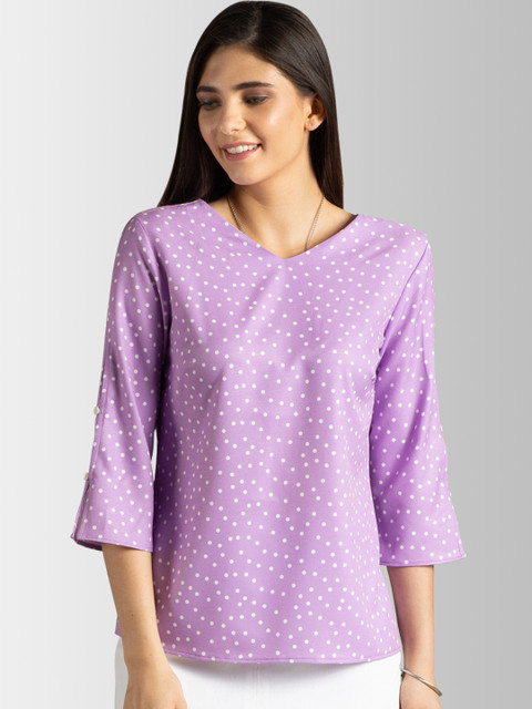 

FableStreet Women Lavender Polka Dot Top