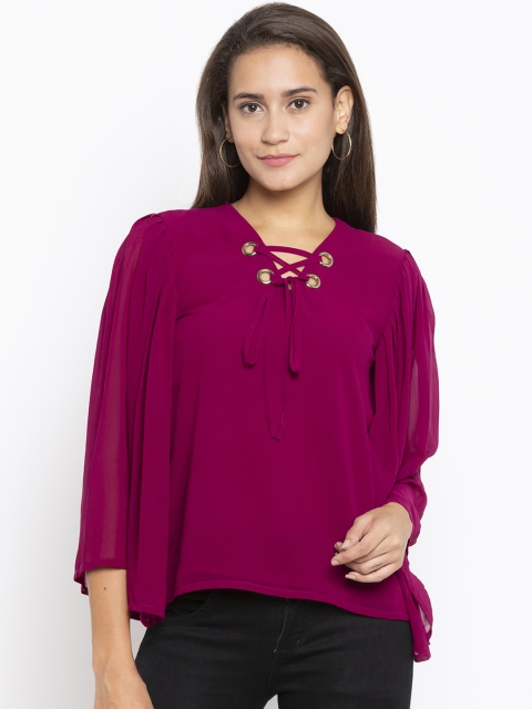 Iti Women Purple Solid A-Line Top