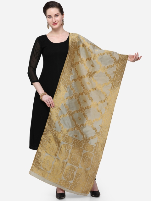 

mf Women Golden-Coloured Woven Design Dupatta, Gold