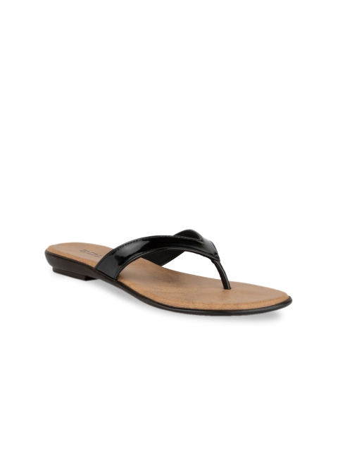 

SOLES Women Black Solid Open Toe Flats
