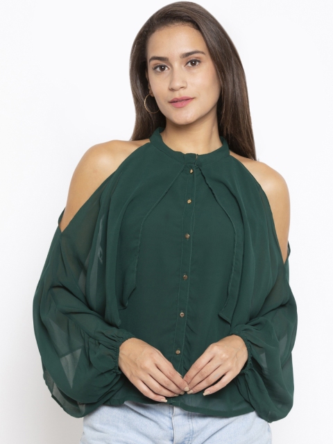 

Iti Women Green Solid Shirt Style Top