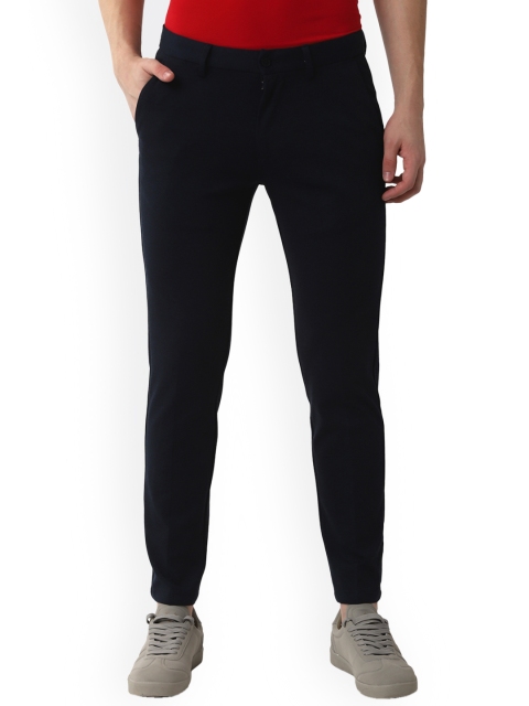 

Peter England Men Navy Blue Super Slim Fit Solid Regular Trousers