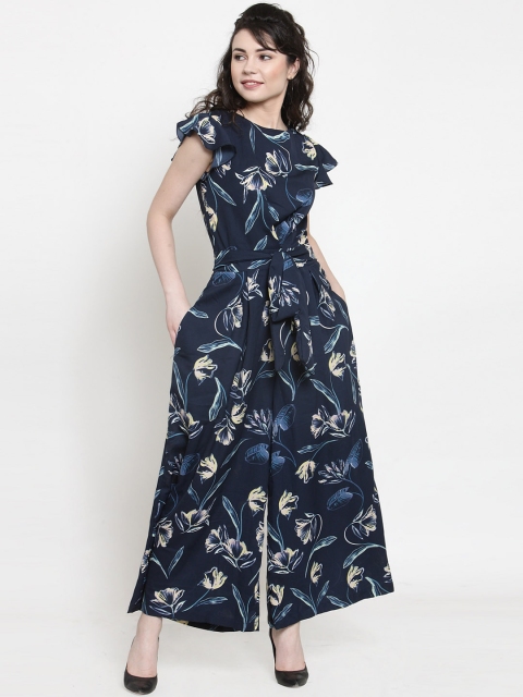 

Just Wow Women Blue Printed Basic Jumpsuit