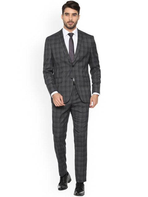 

Van Heusen Men Grey Checked Slim-Fit Single-Breasted Formal Suit