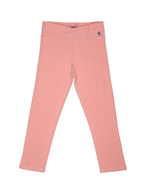 

Allen Solly Junior Girls Peach-Coloured Original Regular Fit Solid Regular Trousers