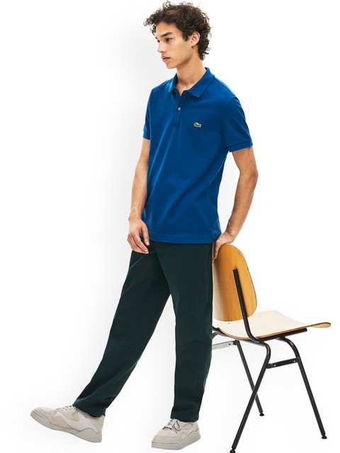 

Lacoste Men Blue Solid Polo Collar T-shirt