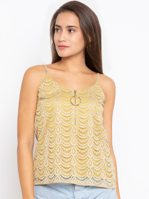 

Iti Women Yellow Lace Top
