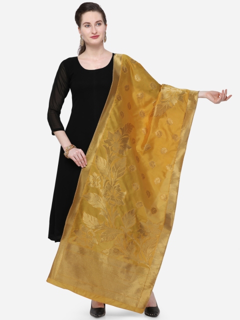 

mf Yellow Woven Design Dupatta