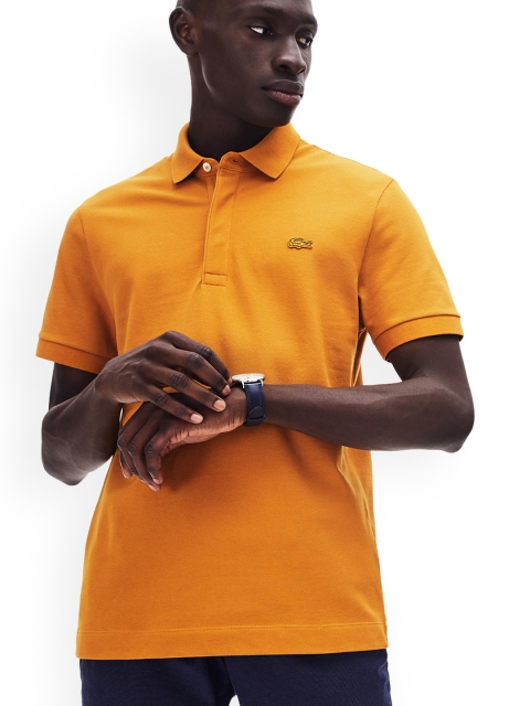 

Lacoste Men Mustard Orange Solid Polo Collar T-shirt