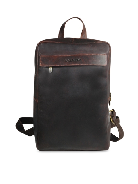 

CALFNERO Men Brown Solid Leather Backpack