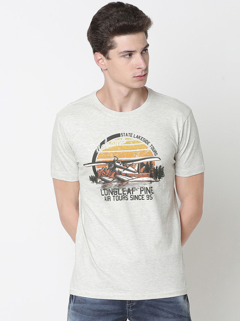 

Newport Men Grey Printed Slim Fit T-shirt