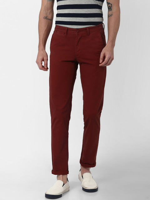 

British Club Men Maroon Slim Fit Solid Regular Trousers
