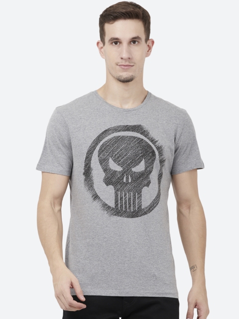 

Free Authority Men Grey Punisher Printed Round Neck T-Shirt