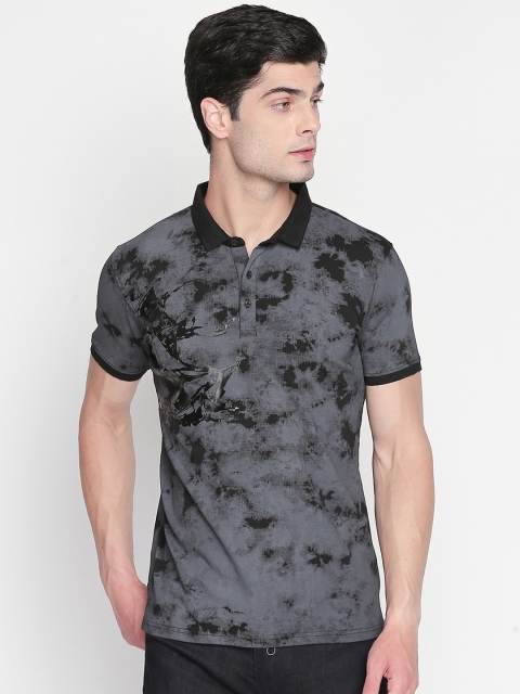 

ZIDO Men Black Dyed Polo Collar T-shirt