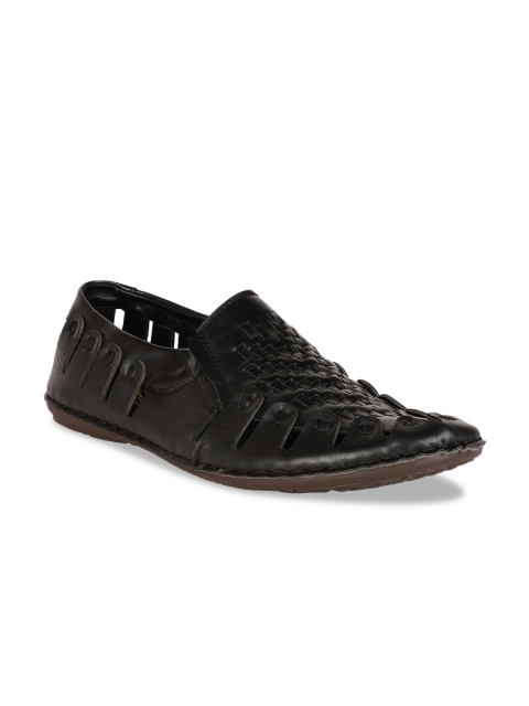 

Respiro Men Black Woven Design Slip-On Sneakers
