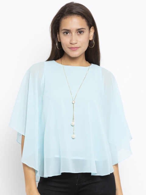 

Iti Women Blue Solid Cape Top