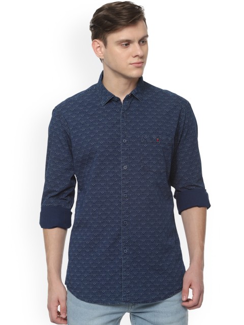 

Louis Philippe Jeans Men Navy Blue Tight Slim Fit Printed Casual Shirt