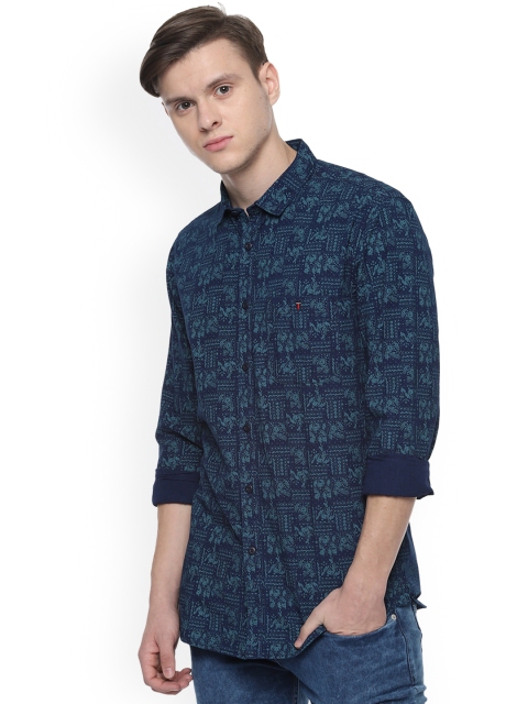 

Louis Philippe Jeans Men Blue Tight Skinny Fit Printed Casual Shirt
