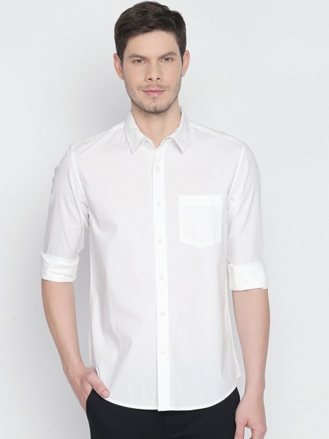 

Basics Men White Slim Fit Solid Casual Shirt