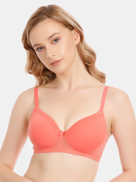 

Zivame Peach-Coloured Solid Non-Wired Lightly Padded Everyday Bra ZI1867FASHCORNG