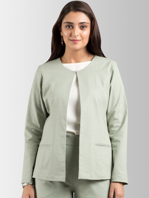 

FableStreet Women Mint Green Solid Blazer