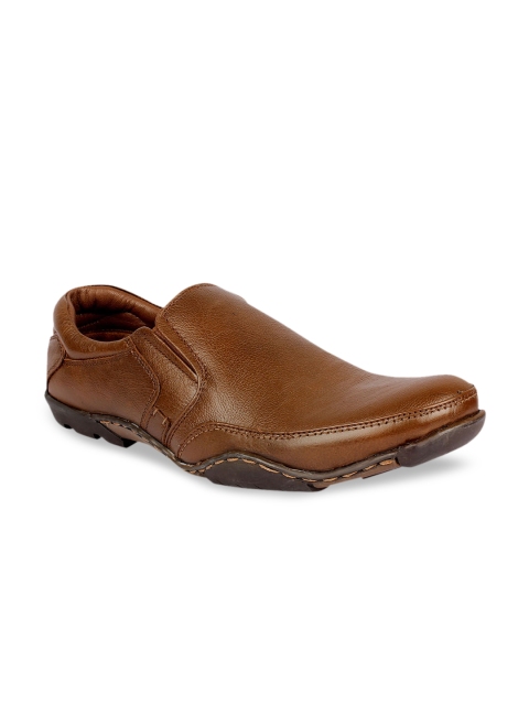 

Egoss Men Tan Slip-On Leather Sneakers