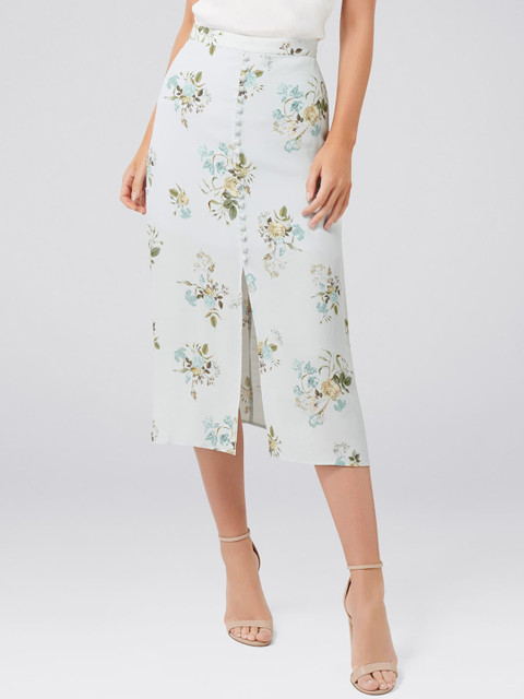 

Forever New Women White Printed A-Line Midi Skirt